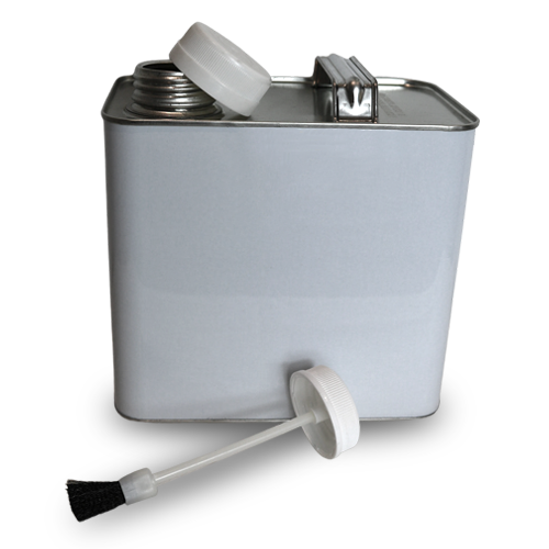 2.5L rectangular tin - white external plain internal with lid and brush